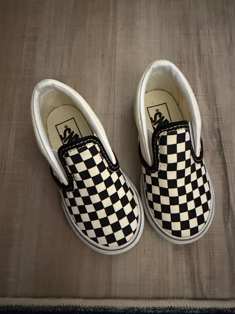 Vans Kids Slip-On Checkerboard Sneakers - Black and White